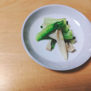 れんこんと小松菜の鶏ガラ炒め